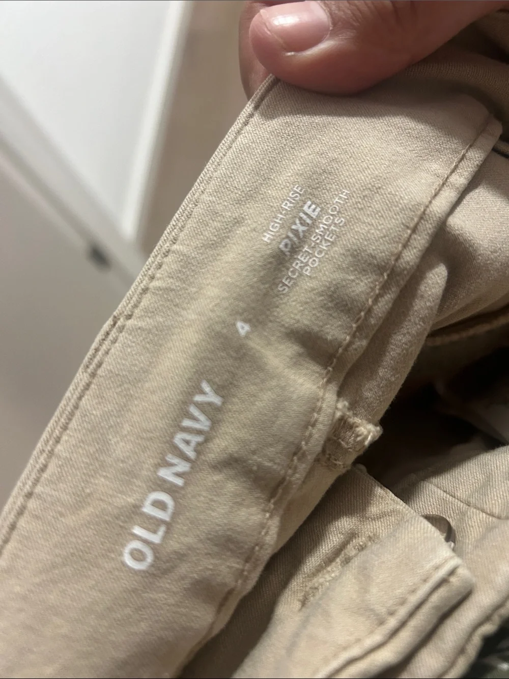 Beige High Rise Pixie Slacks - Picture 3 of 3